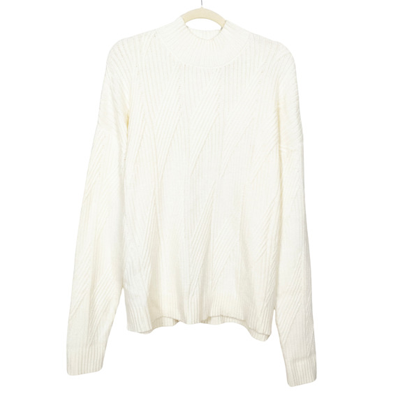 MARKET & SPRUCE Stitch Fix Ivory Ribbed Knit Mock Neck Pullover Women's XXL - Picture 1 of 5